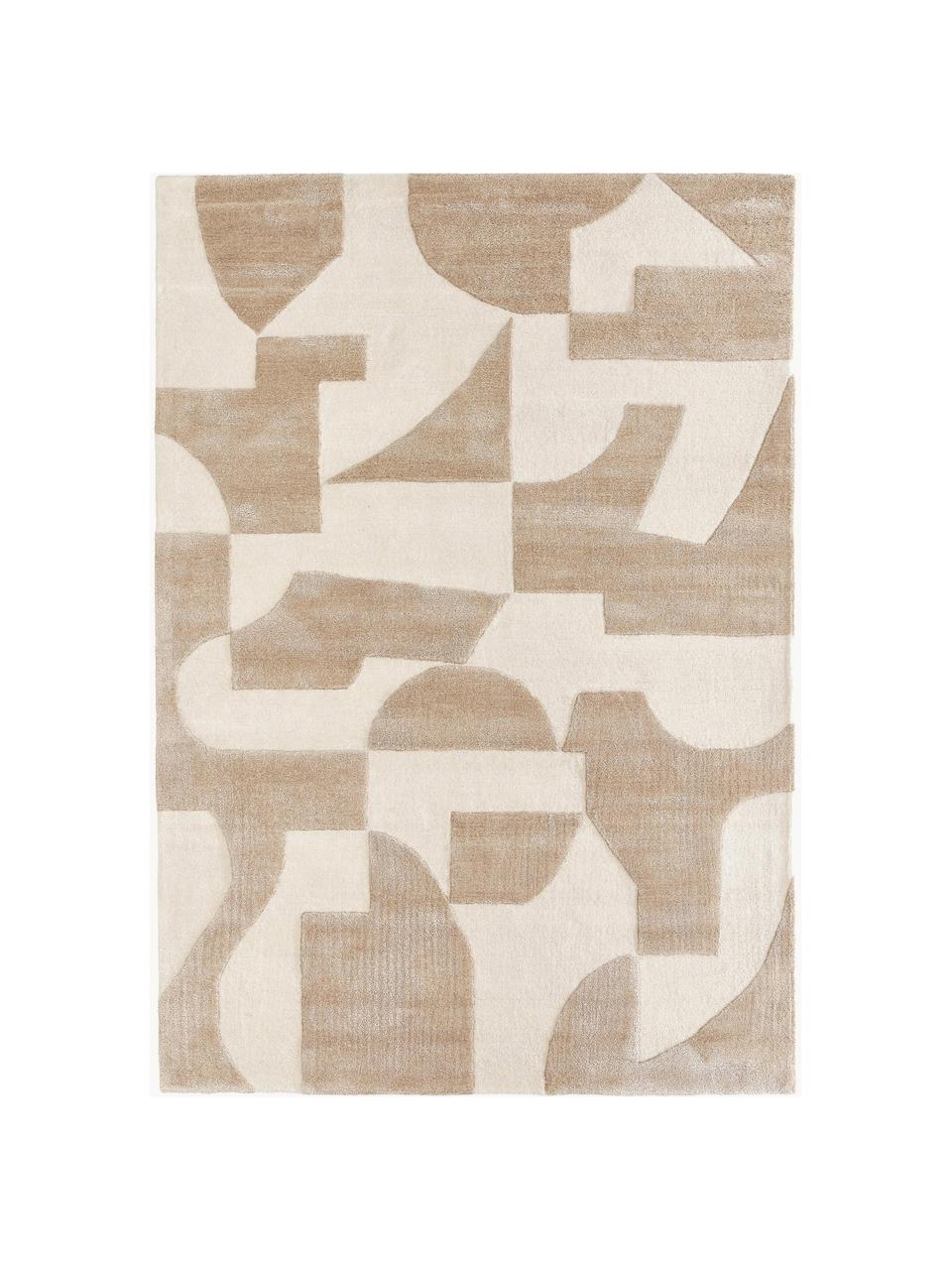 Ručně všívaný vlněný koberec s různou výškou povrchu Corin, Odstíny hnědé, Š 160 cm, D 230 cm (velikost M)