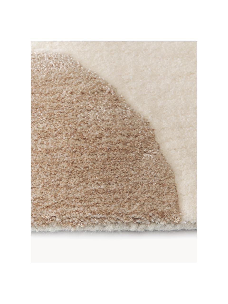 Alfombra artesanal de lana texturizada Corin, Parte superior: 58% lana, 42% viscosa, Reverso: 100% algodón Las alfombra, Tonos marrones, An 160 x L 230 cm (Tamaño M)