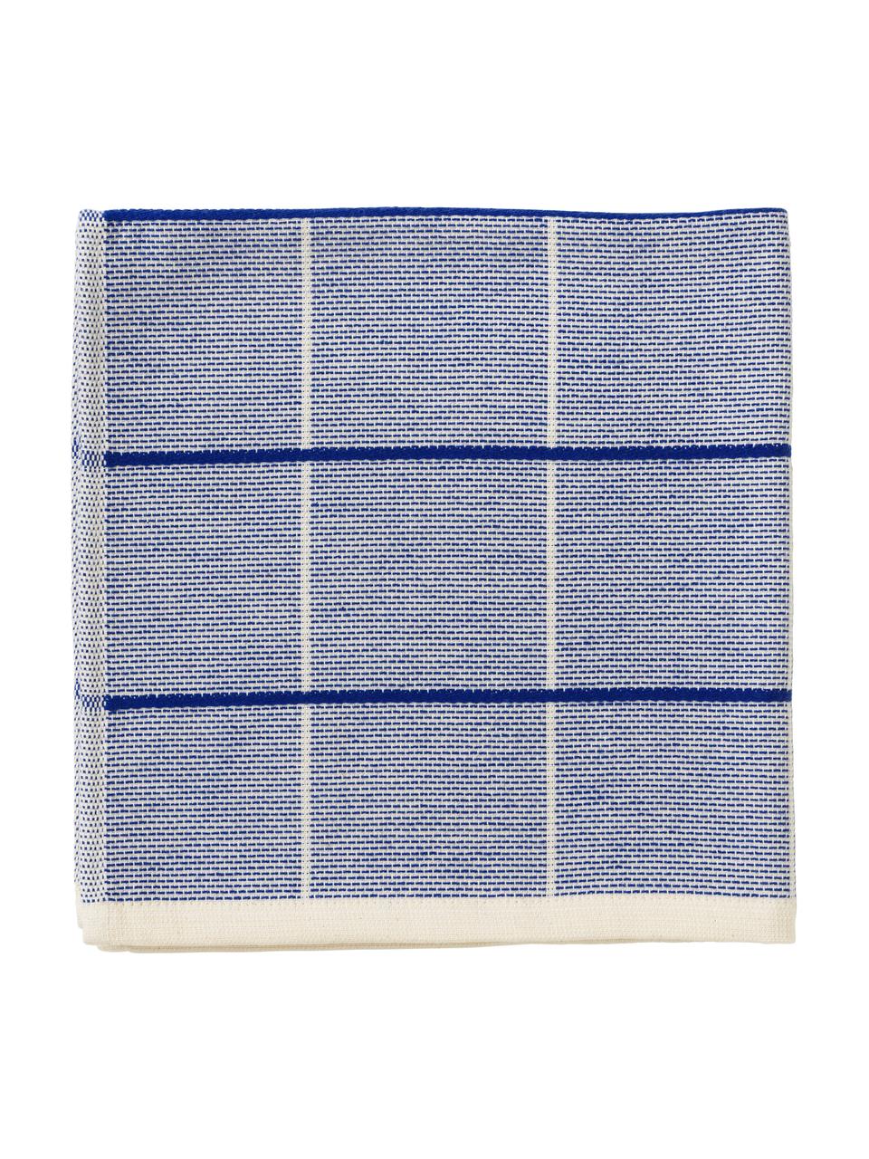 Gestreifte Baumwoll-Geschirrtücher Herman, 2 Stück, 100 % Baumwolle, Weiß, Dunkelblau, Hellblau, B 50 x L 50 cm