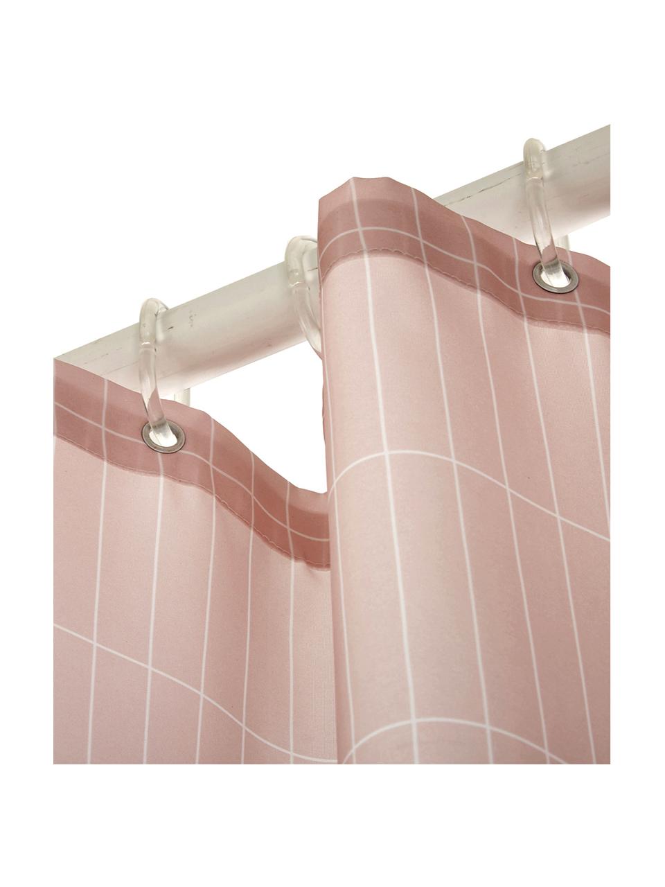 Károvaný sprchový závěs Tiles, Růžová