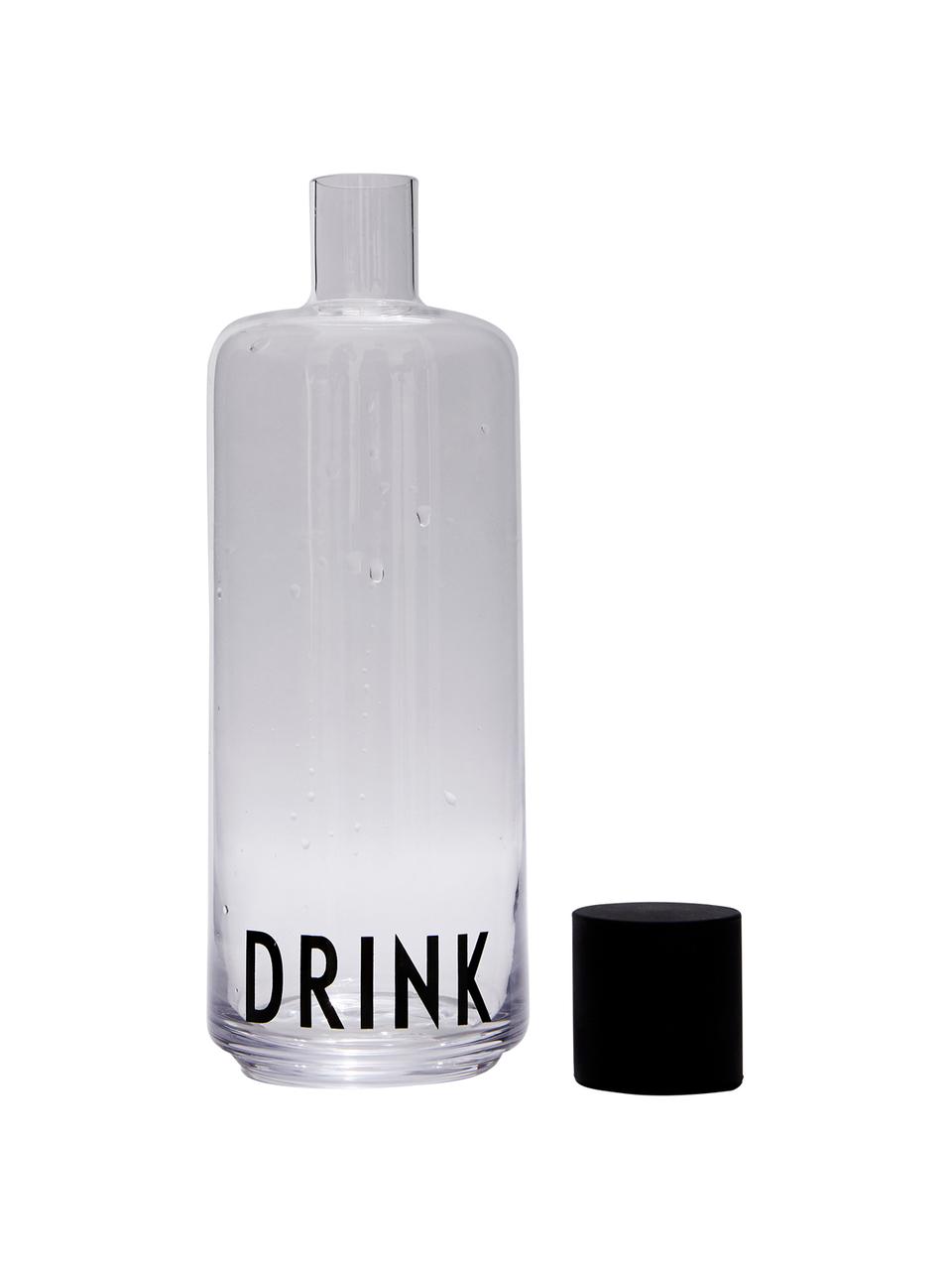 Design Karaffe Daily Drink mit Schriftzug, 1 L, Transparent, 1 L