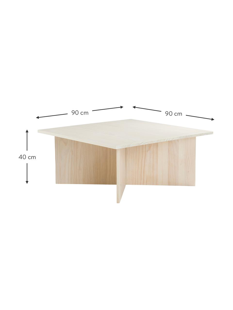 Massieve houten salontafel Grankulla, Massief grenenhout, Grenenhoutkleurig, 90 x 90 cm