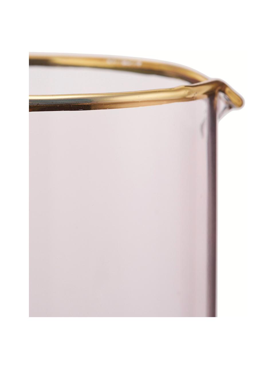 Krug Chloe in Rosa mit Goldrand, 1.6 L, Glas, Pfirsich, H 25 cm, 1.6 L