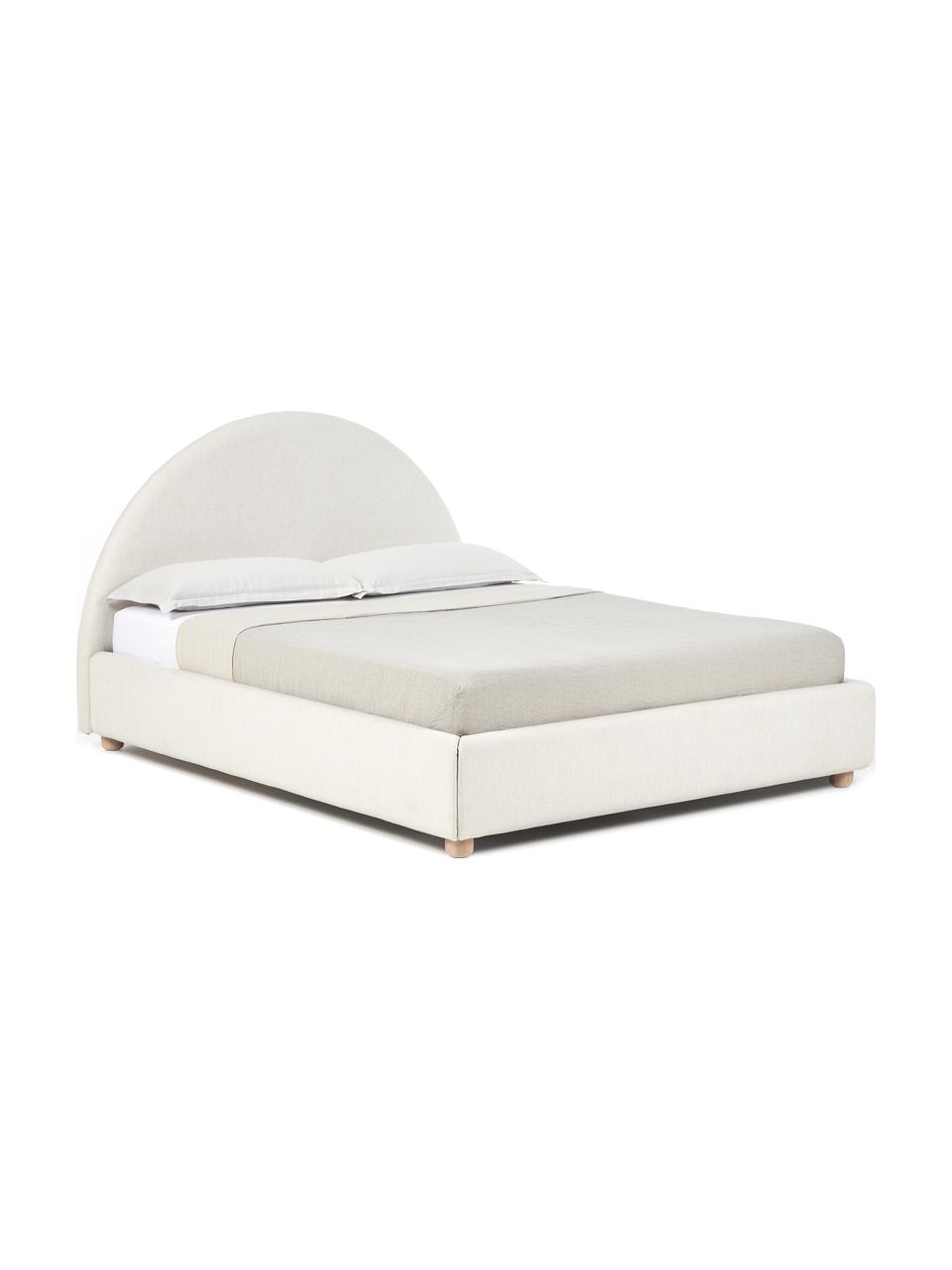 Lit coffre matelassé Ebba, Tissu beige, larg. 160 x long. 200 cm