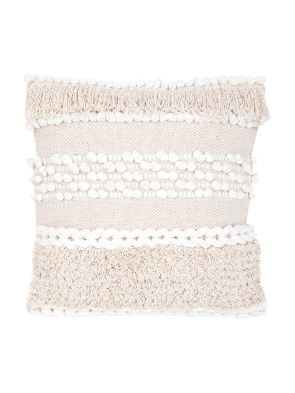 Kissenhülle Anoki, 80% Baumwolle, 20% Polyester, Beige, Weiß, B 45 x L 45 cm