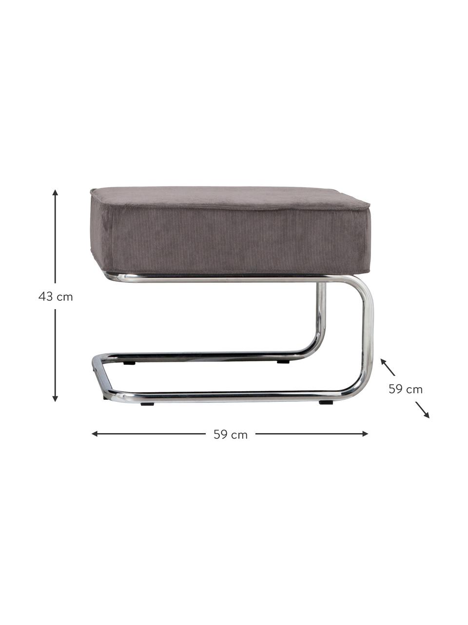 Hocker Ridge, Bezug: 88 % Nylon, 12 % Polyeste, Gestell: Metall, Grau, B 59 x T 59 cm