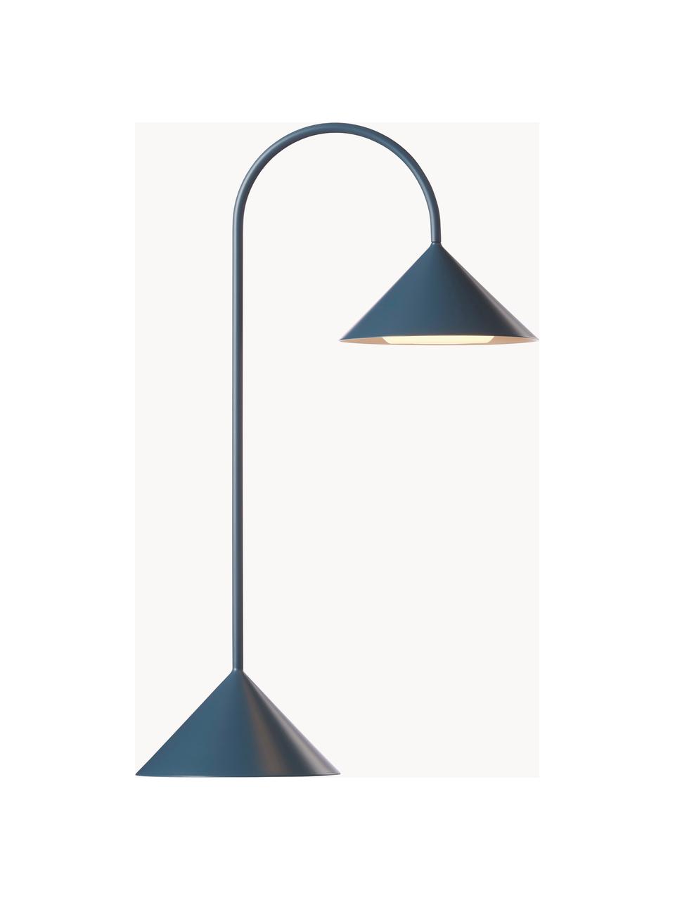 Prenosná exteriérová stolová LED lampa Grasp, Sivomodrá, matná, Š 30 x V 47 cm