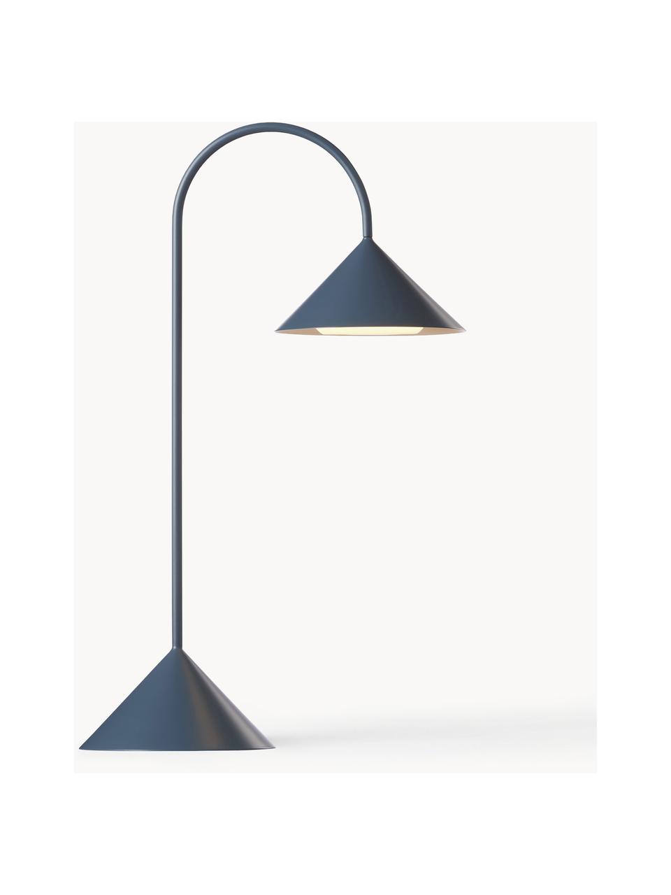 Prenosná exteriérová stolová LED lampa Grasp, Sivomodrá, matná, Š 30 x V 47 cm