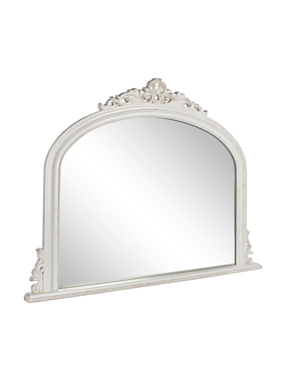 Specchio da parete con legno bianco Miro, Cornice: legno rivestito, Superficie dello specchio: lastra di vetro, Bianco, Larg. 120 x Alt. 90 cm