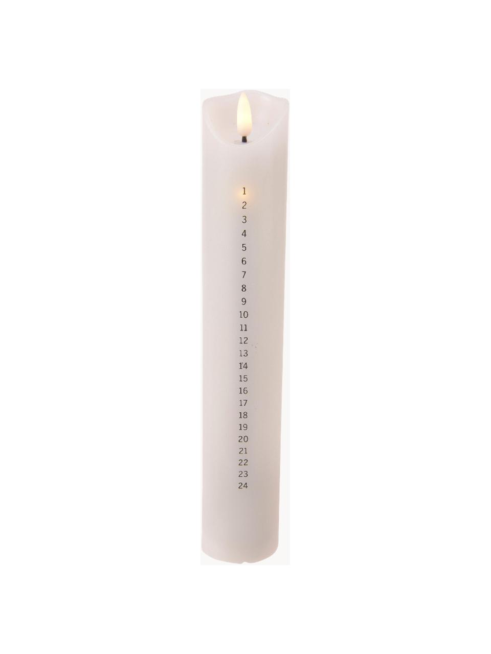 Batterij-aangedreven LED-adventskaarsen Nina met timerfunctie, Was, Wit, zwart, Ø 5 x H 25 cm