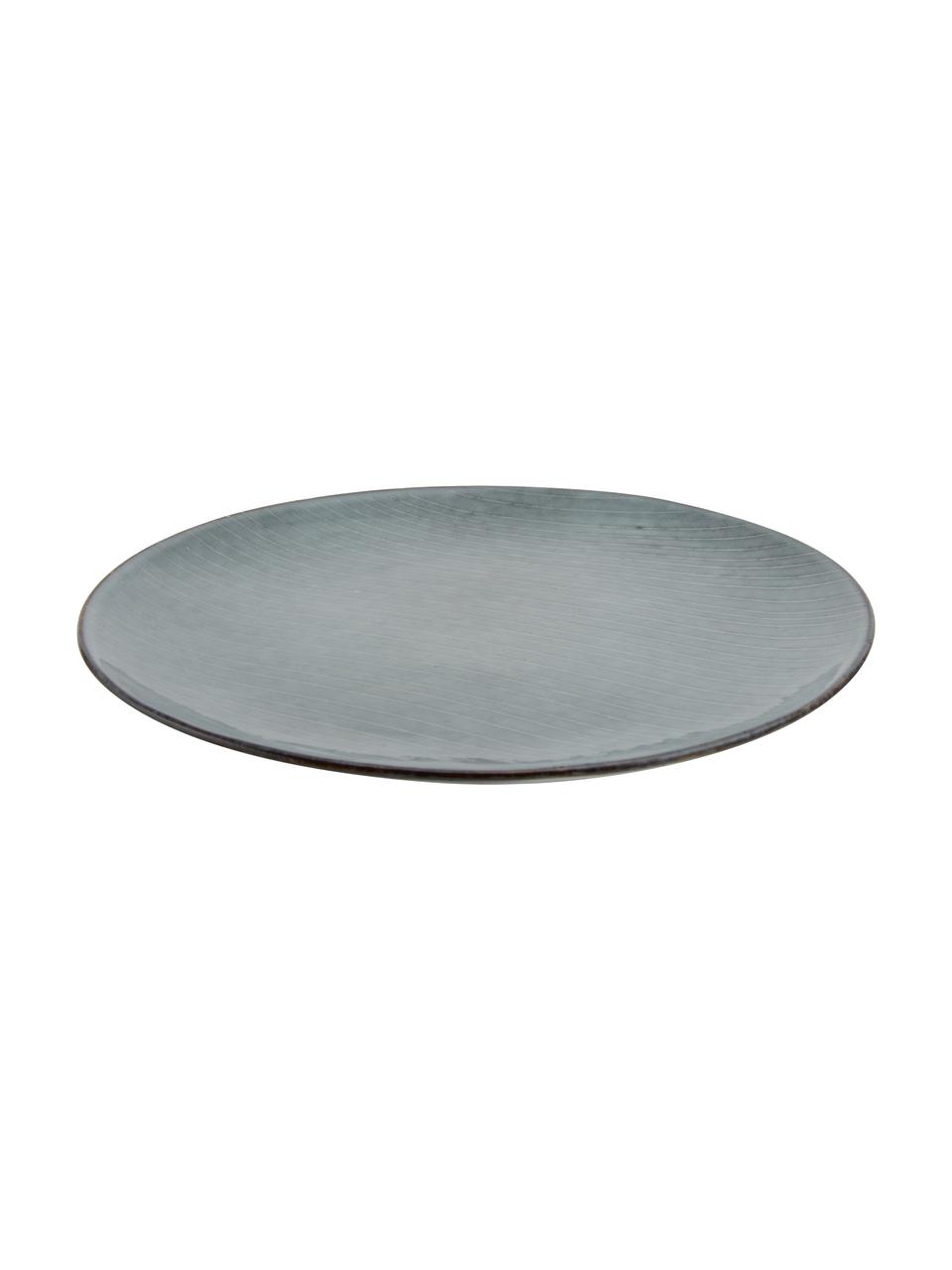 Platos llanos artesanales Nordic Sea, 4 uds., Gres, Tonos grises y azules, Ø 26 cm