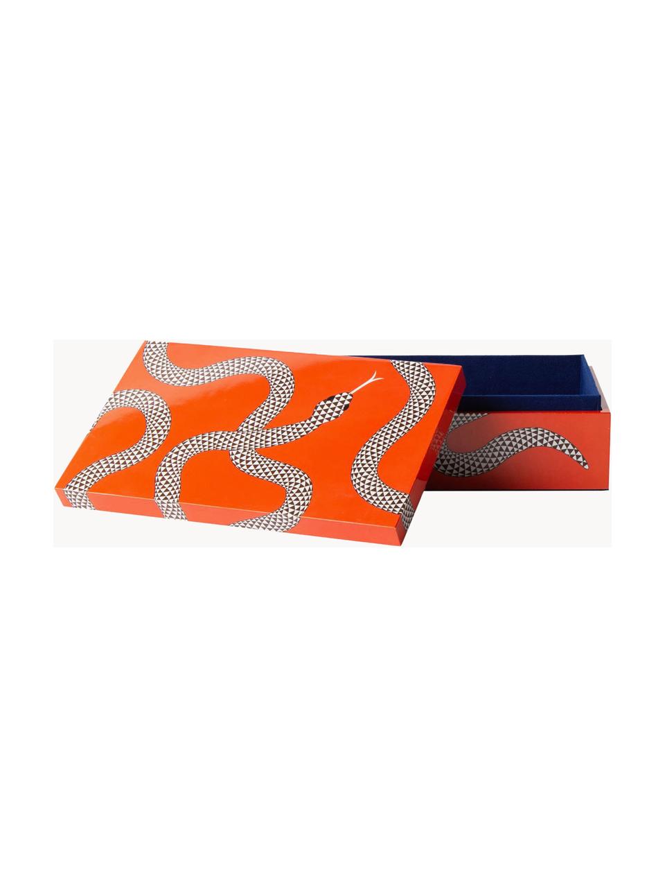Ręcznie wykonane pudełko do przechowywania Eden, Drewno lakierowane, Pomarańczowy, biały, S 25 x G 15 cm