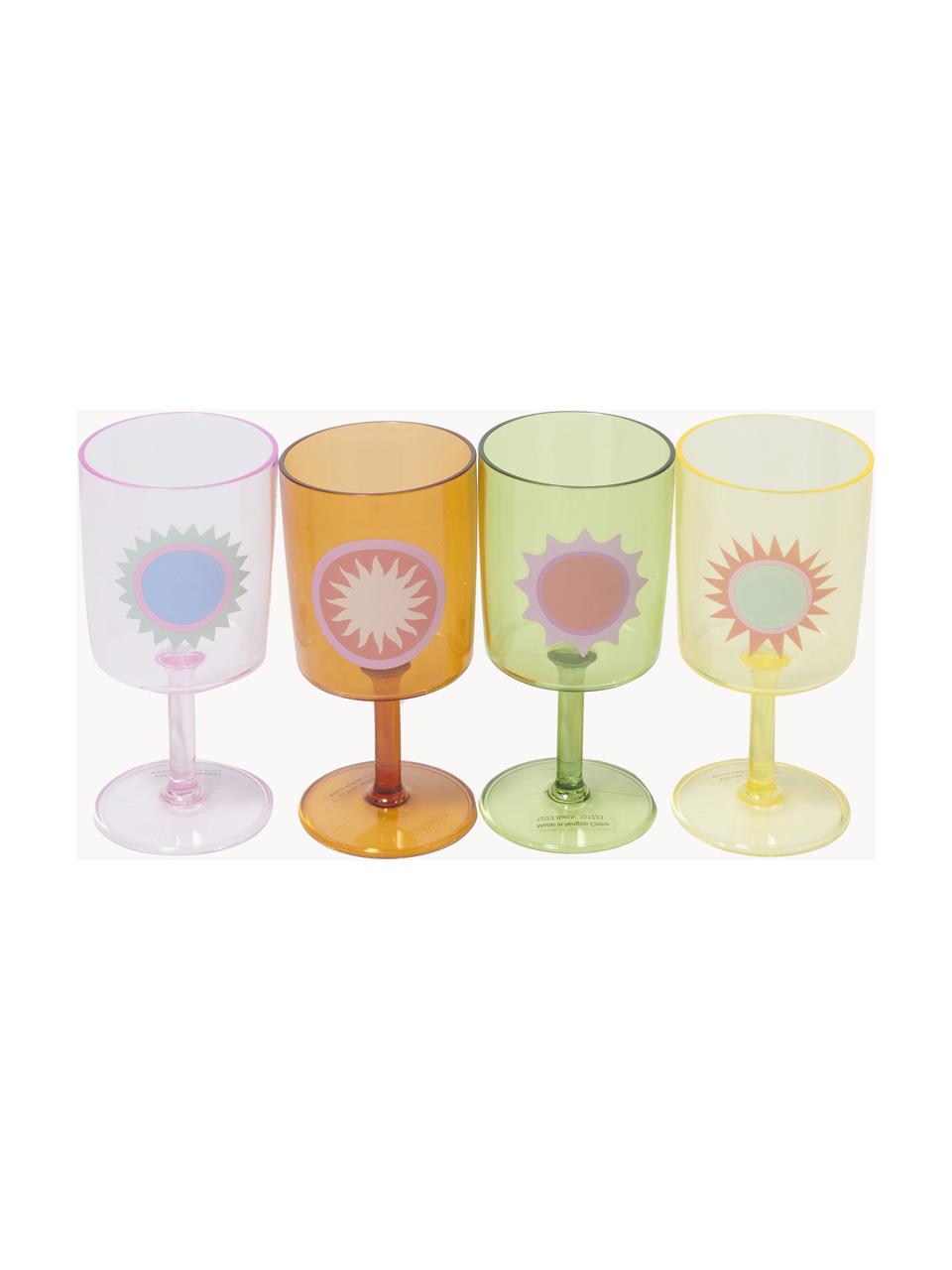 Set de copas de vino Rio Sun, 4 uds., Plástico, Multicolor semitransparente, Ø 7 x Al 14 cm, 250 ml