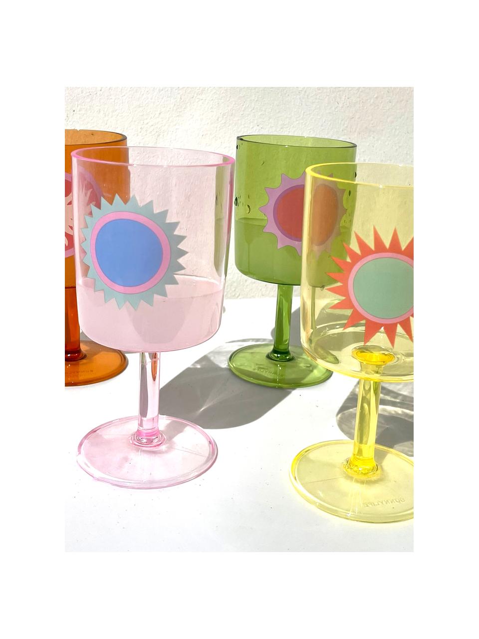 Set di 4 bicchieri da vino Rio Sun, Plastica, Multicolore semi trasparente, Ø 7 x Alt. 14 cm, 250 ml
