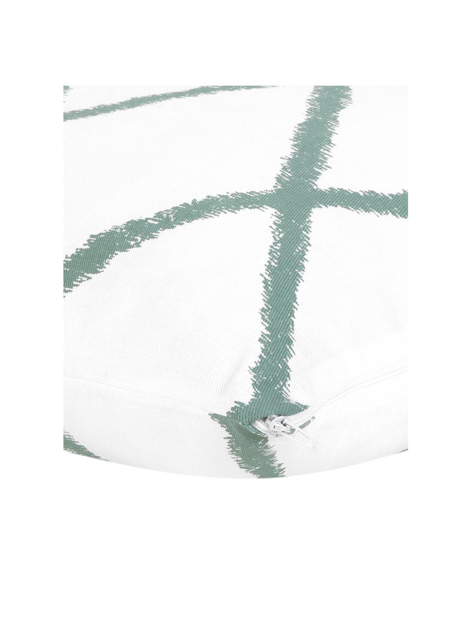 Housse de coussin 45x45 Laila, 100 % coton, Blanc, vert sauge, larg. 45 x long. 45 cm