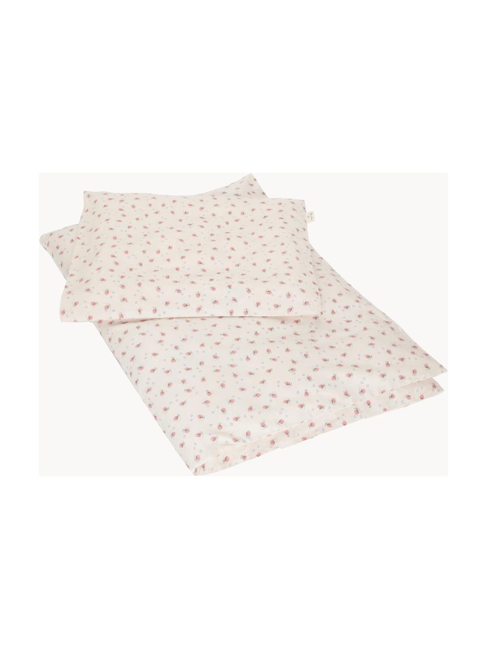 Biancheria da letto per bambini in cotone organico Moonlight, 100% cotone (organico), certificato GOTS

La biancheria da letto in cotone è piacevolmente morbida sulla pelle, assorbe bene l'umidità ed è adatta a chi soffre di allergie., Bianco sporco, motivo rose, 100 x 140 cm + 1 federa 40 x 45 cm