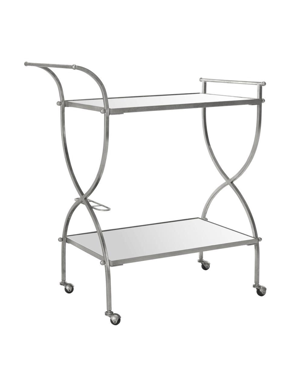 Metalen barcart Porter in zilverkleur, Frame: ijzer, Zilverkleurig, B 85 x H 98 cm