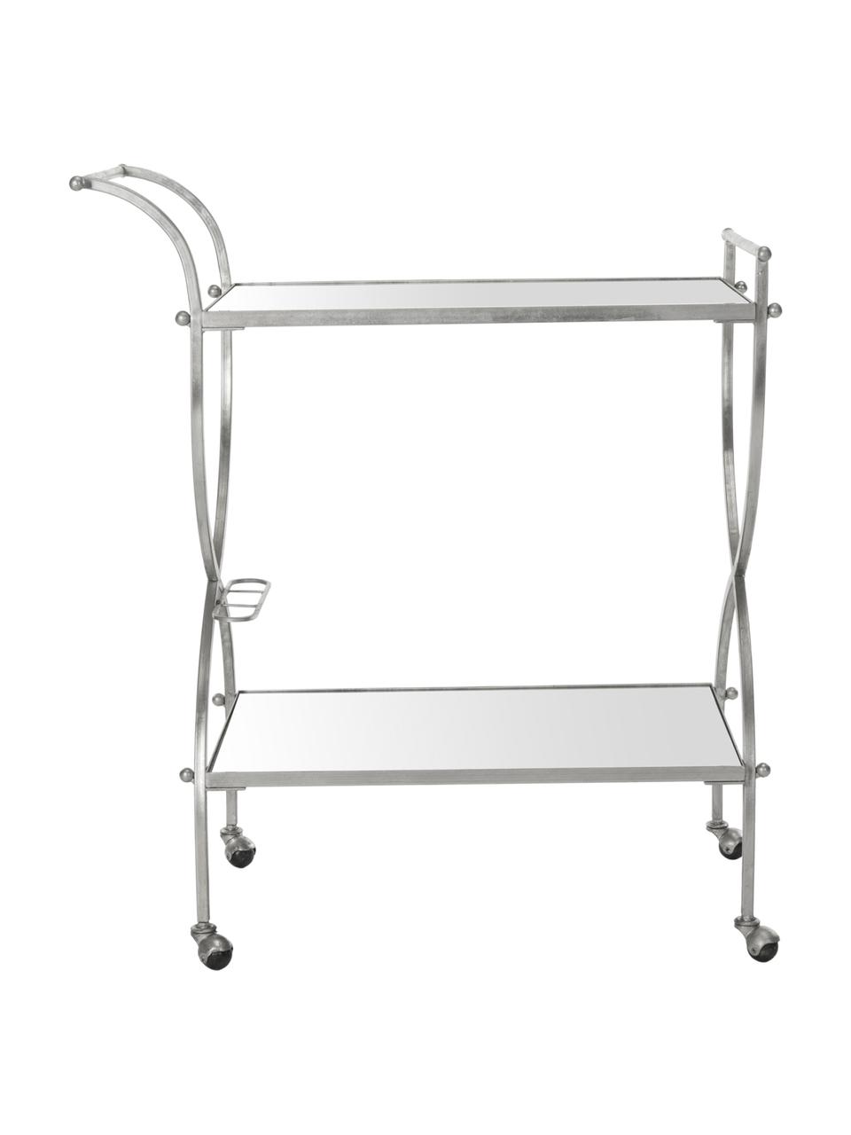 Metalen barcart Porter in zilverkleur, Frame: ijzer, Zilverkleurig, B 85 x H 98 cm