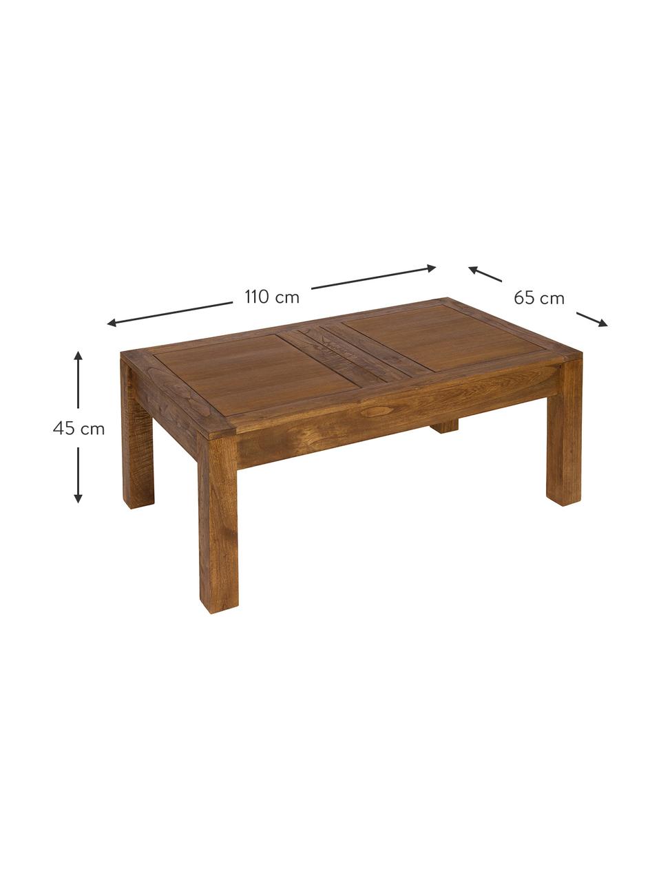 Stolik kawowy z drewna naturalnego z miejscem do przechowywania Ohio, Drewno mindi, Brązowy, S 110 x G 65 cm