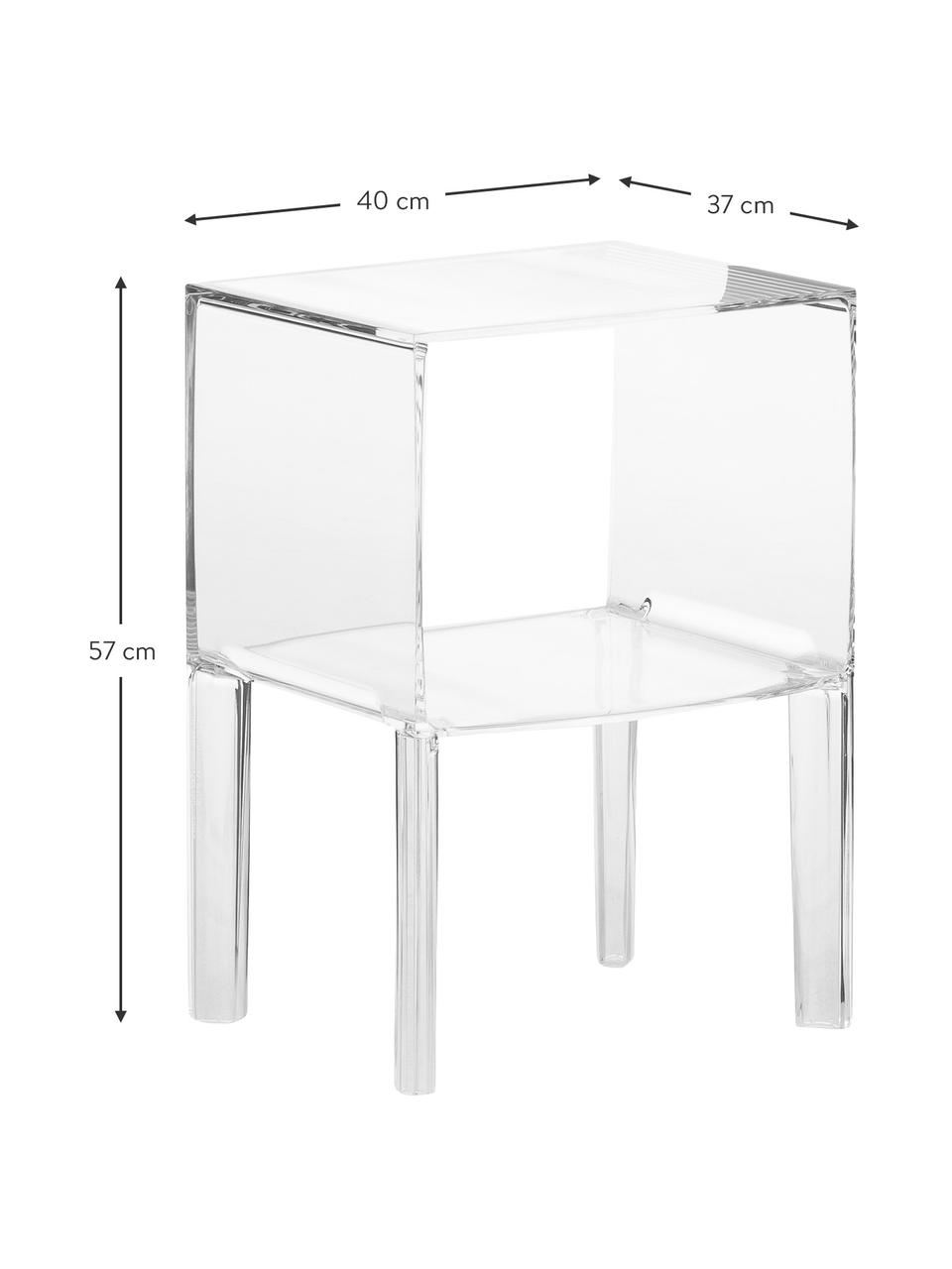 Table de chevet plexi Ghost Buster, Plastique, Transparent, larg. 40 x haut. 57 cm