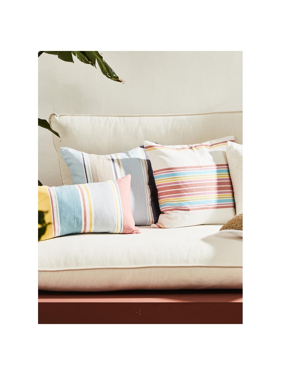 Housse de coussin à rayures multicolores Lin, Multicolore