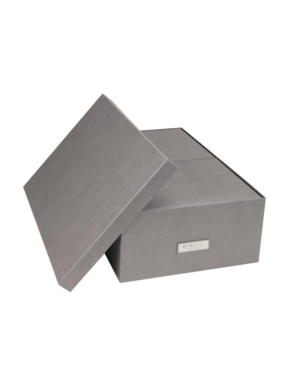 Set 3 scatole portaoggetti Inge, Scatola: cartone solido laminato, Grigio chiaro, Set in varie misure