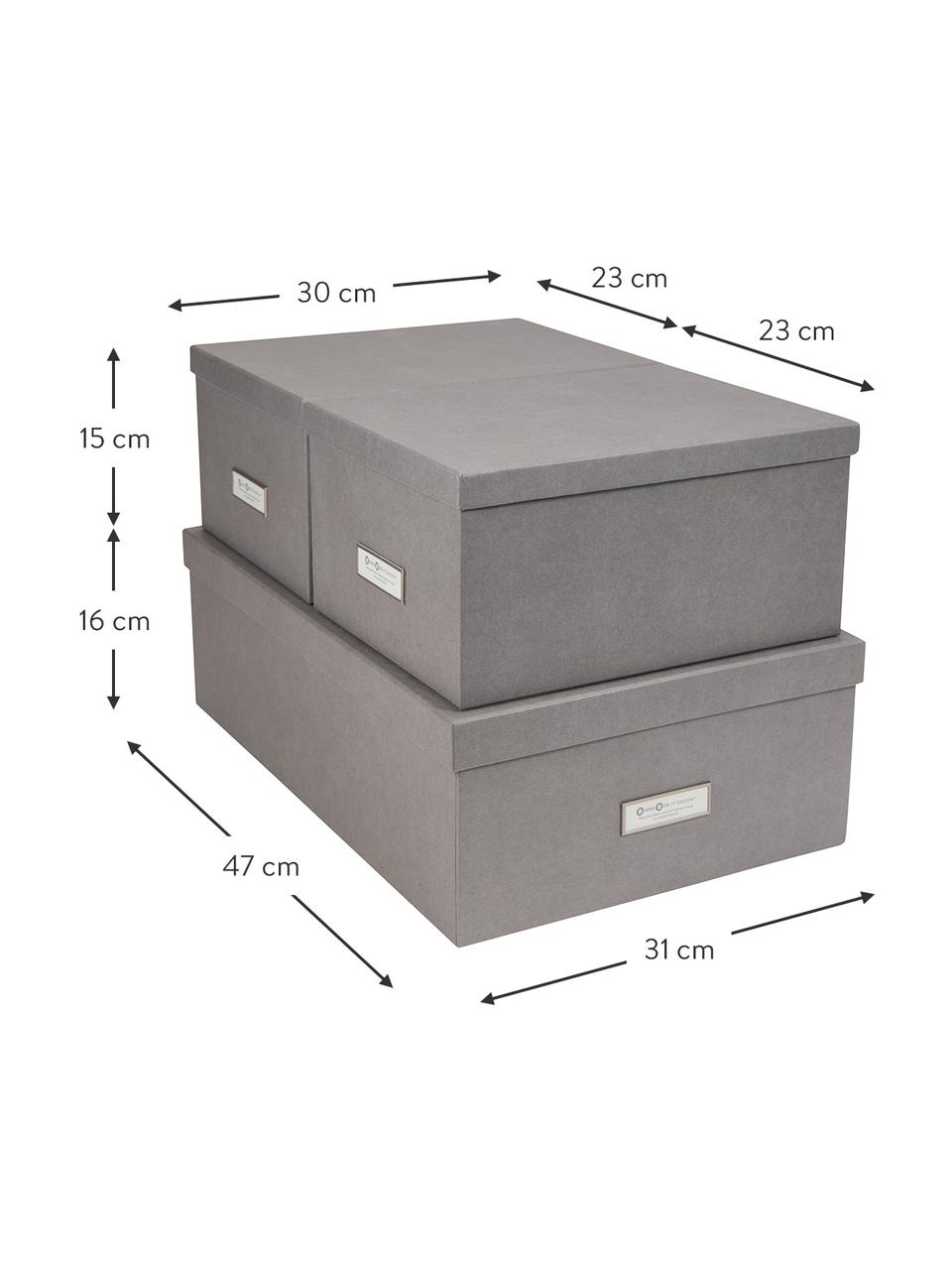 Aufbewahrungsboxen-Set Inge, 3-tlg., Box: Fester, laminierter Karto, Hellgrau, Set mit verschiedenen Größen