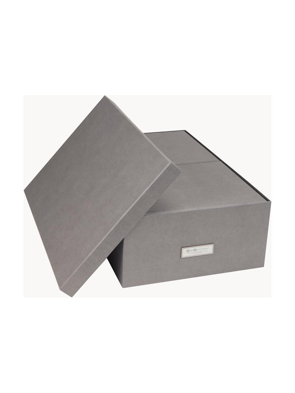 Set de cajas Inge, 3 pzas., Caja: cartón laminado, Gris oscuro, Set de diferentes tamaños