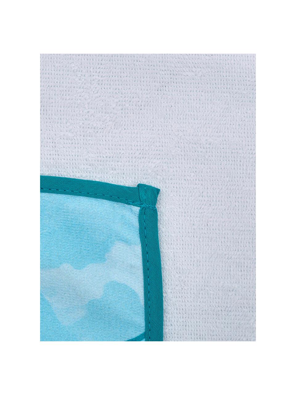 Serviette de plage à forme sirène Mermaid, Bleu ciel, turquoise, blanc