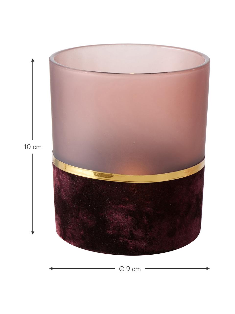 Waxinelichthouderset Adala, 2-delig, Glas, Rozetinten, goudkleurig, Alle Ø 9 x H 10 cm