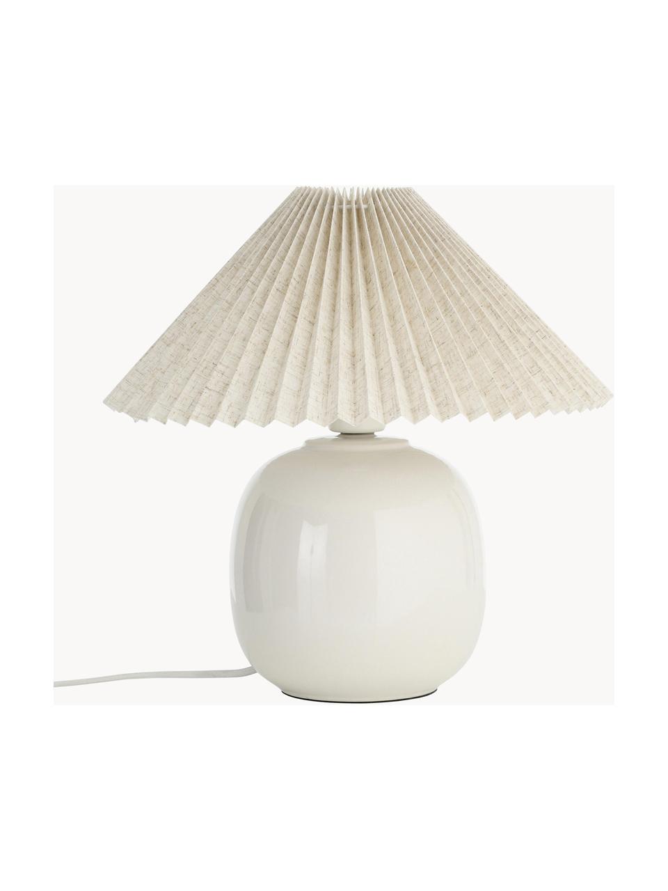 Lámpara de mesa Chloe, Pantalla: lino, Cable: cubierto en tela, Off White, Ø 39 x Al 40 cm