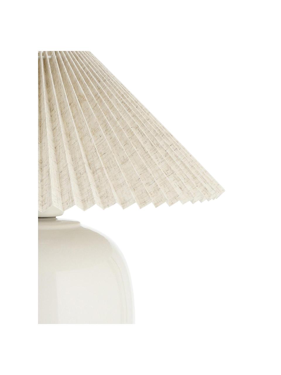 Lámpara de mesa Chloe, Pantalla: lino, Cable: cubierto en tela, Off White, Ø 39 x Al 40 cm