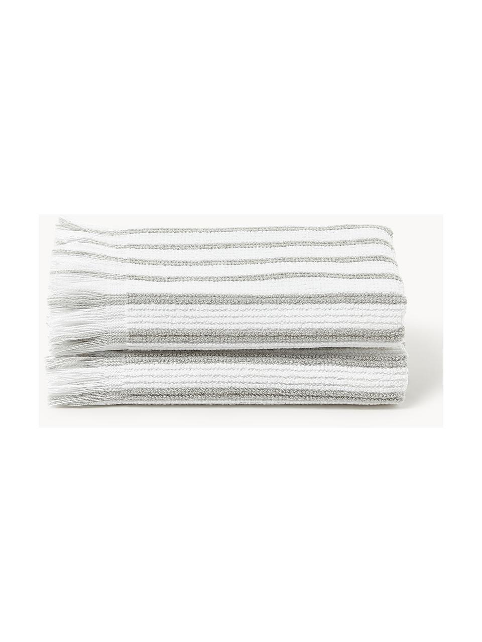Handdoek Irma in verschillende formaten, Wit, lichtgrijs, Handdoek, B 50 x L 100 cm, 2 stuks