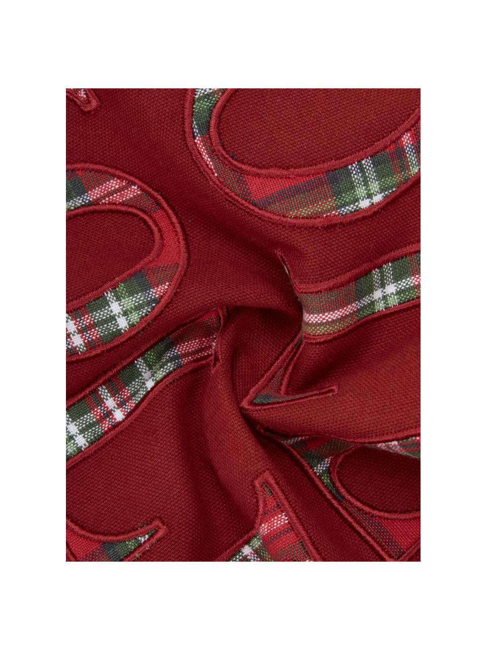 Kussenhoes Holly Jolly met kwastjes, 100% katoen, Rood, B 30 x L 50 cm