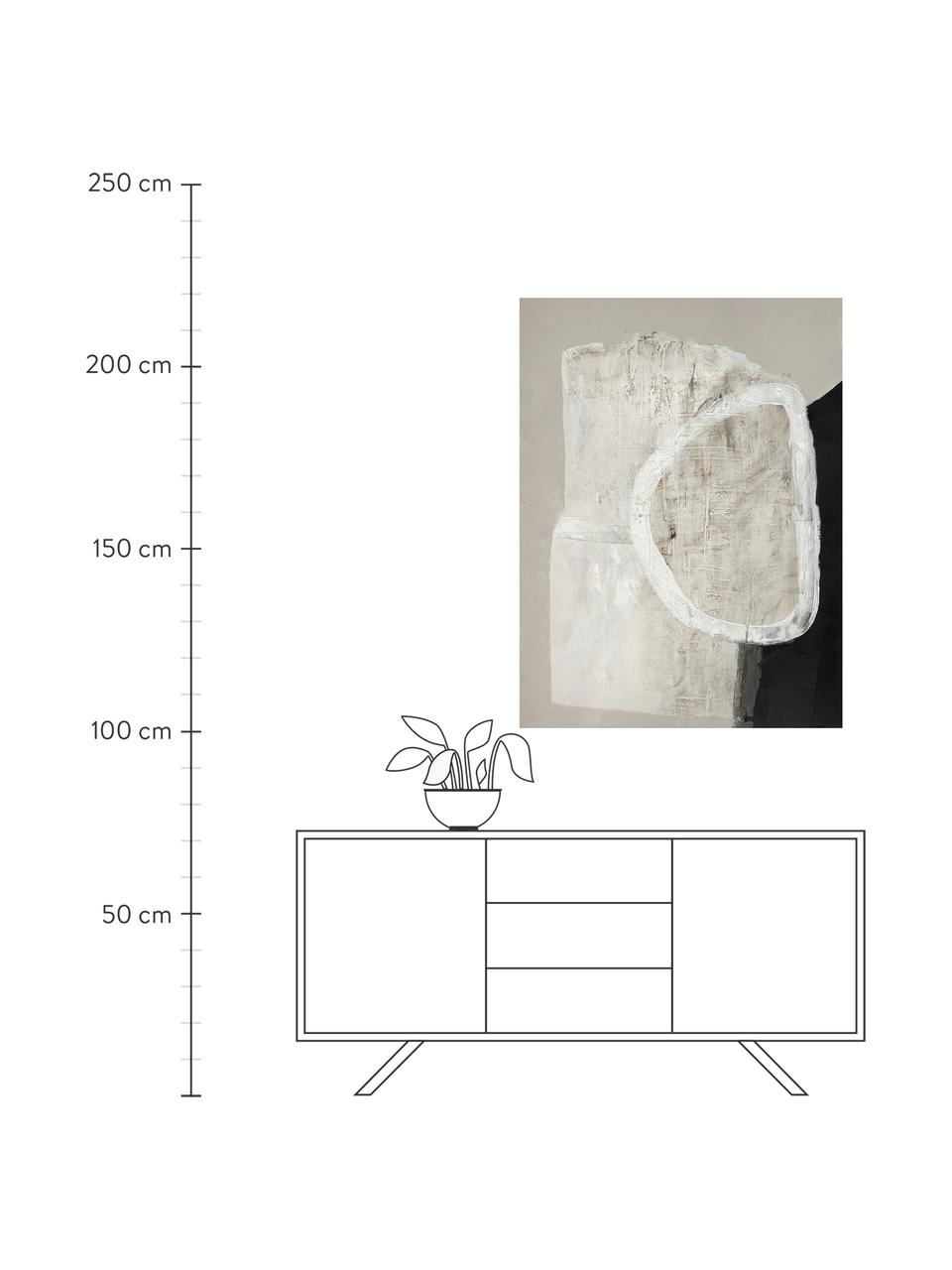 Ručně malovaný obraz na plátně White Stone, Černá, světle béžová, tlumeně bílá, Š 88 cm, V 118 cm