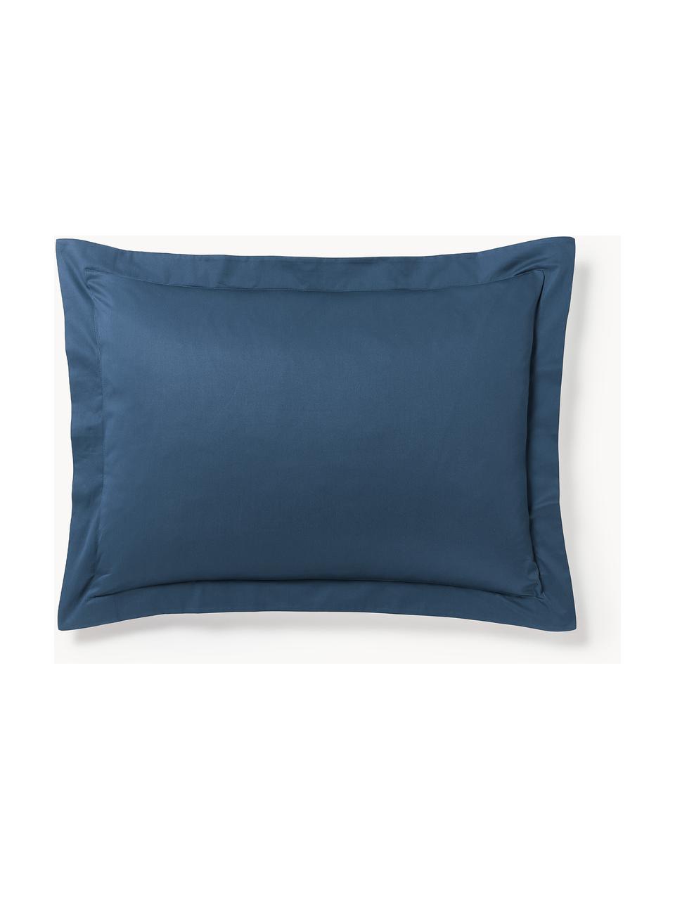 Taie d'oreiller en satin de coton Premium, Bleu foncé, larg. 50 x long. 70 cm