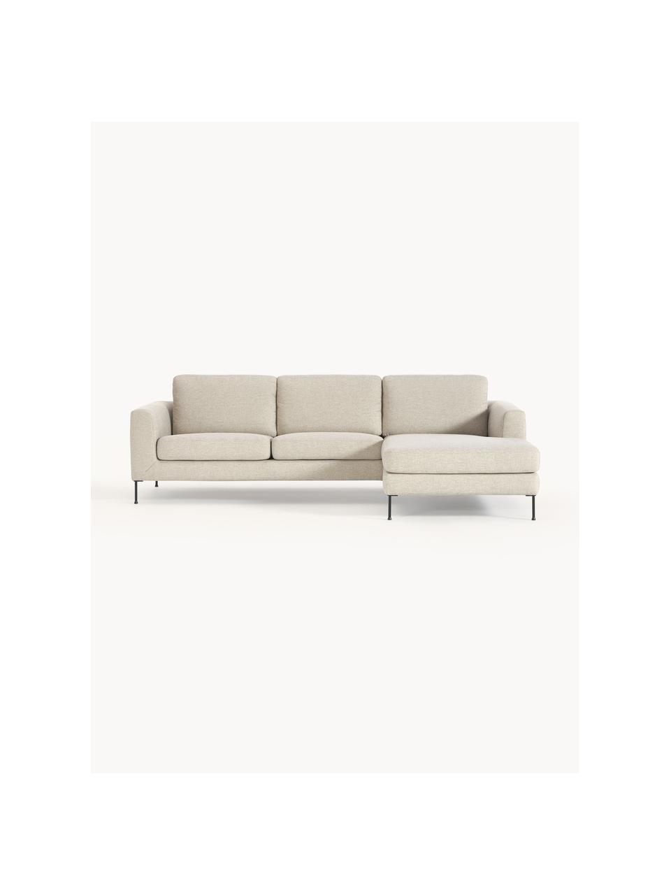 Ecksofa Cucita (3-Sitzer), Bezug: Webstoff (100% Polyester), Gestell: Massives Kiefernholz, Füße: Metall, lackiert Dieses P, Webstoff Hellbeige, B 262 x T 163 cm, Eckteil links