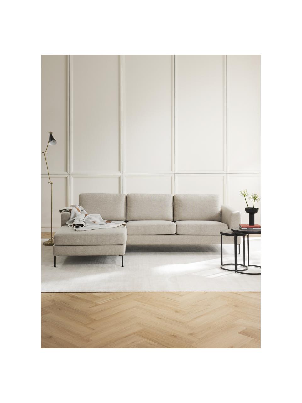 Ecksofa Cucita (3-Sitzer), Bezug: Webstoff (100% Polyester), Gestell: Massives Kiefernholz, Webstoff Hellbeige, B 262 x T 163 cm, Eckteil links