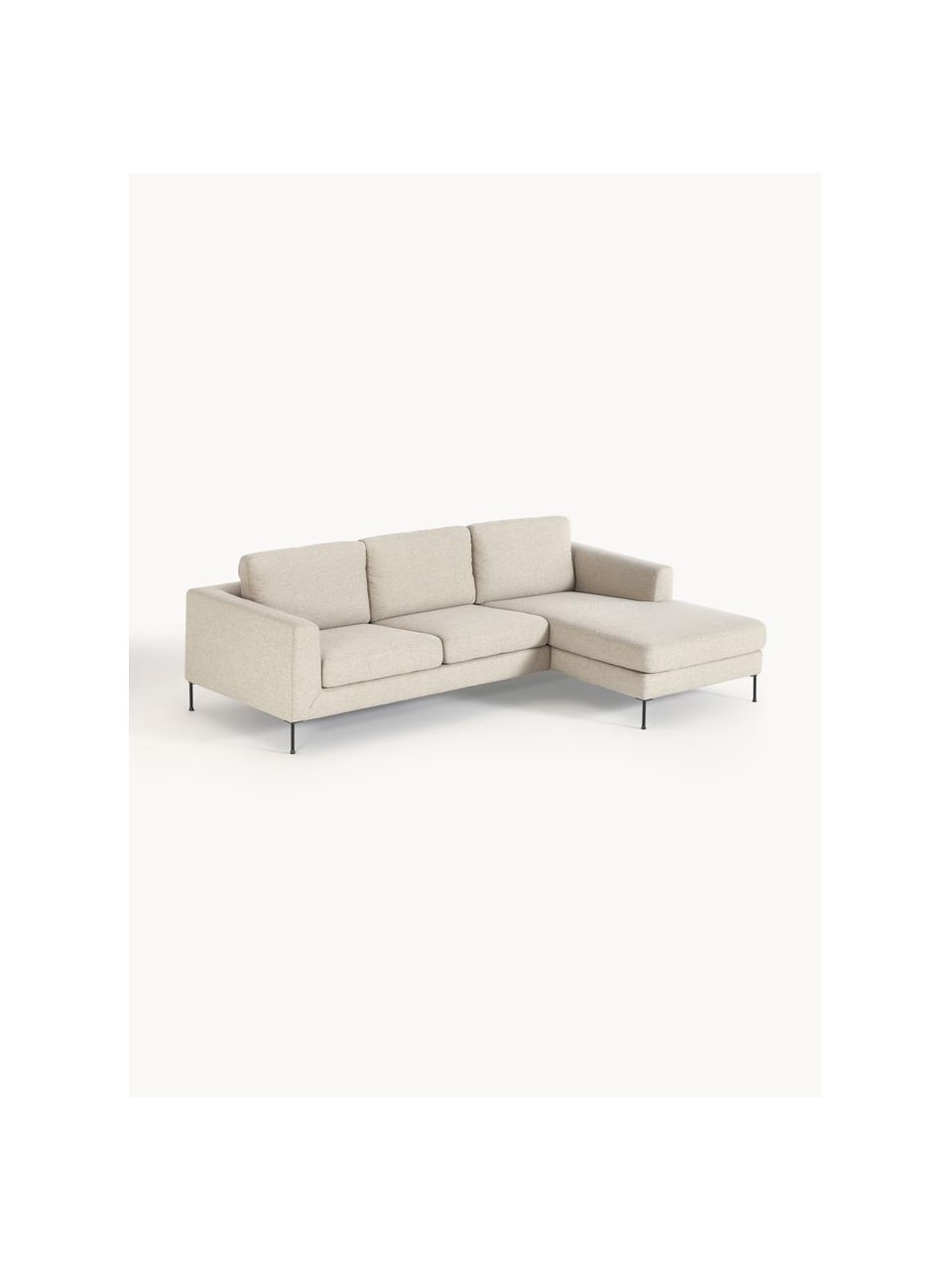 Ecksofa Cucita (3-Sitzer), Bezug: Webstoff (100% Polyester), Gestell: Massives Kiefernholz, Webstoff Hellbeige, B 262 x T 163 cm, Eckteil links