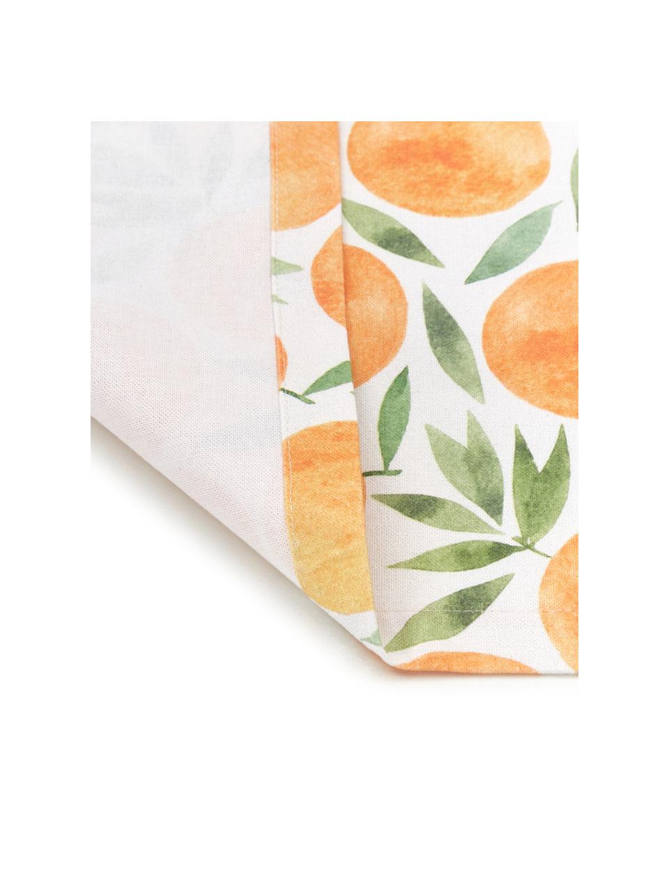 Camino de mesa Picnic, 85% algodón, 15% lino, Naranja, verde, blanco, An 40 x L 145 cm