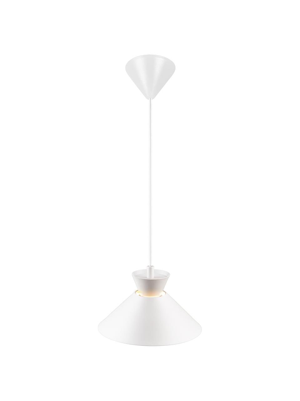 Kleine hanglamp Dial, Lampenkap: gecoat metaal, Baldakijn: gecoat metaal, Wit, Ø 25 x H 14 cm