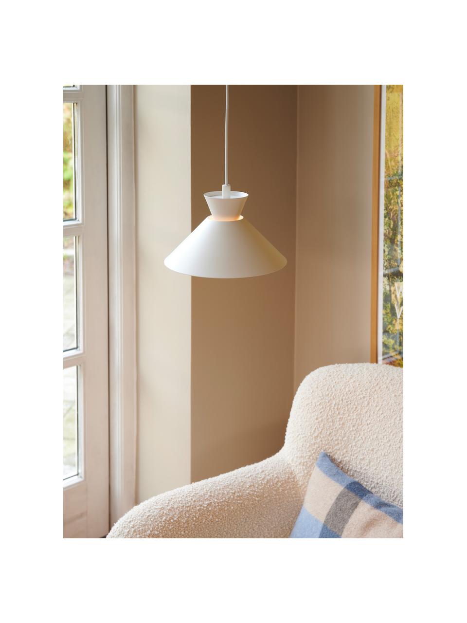 Kleine hanglamp Dial, Lampenkap: gecoat metaal, Wit, Ø 25 x H 14 cm