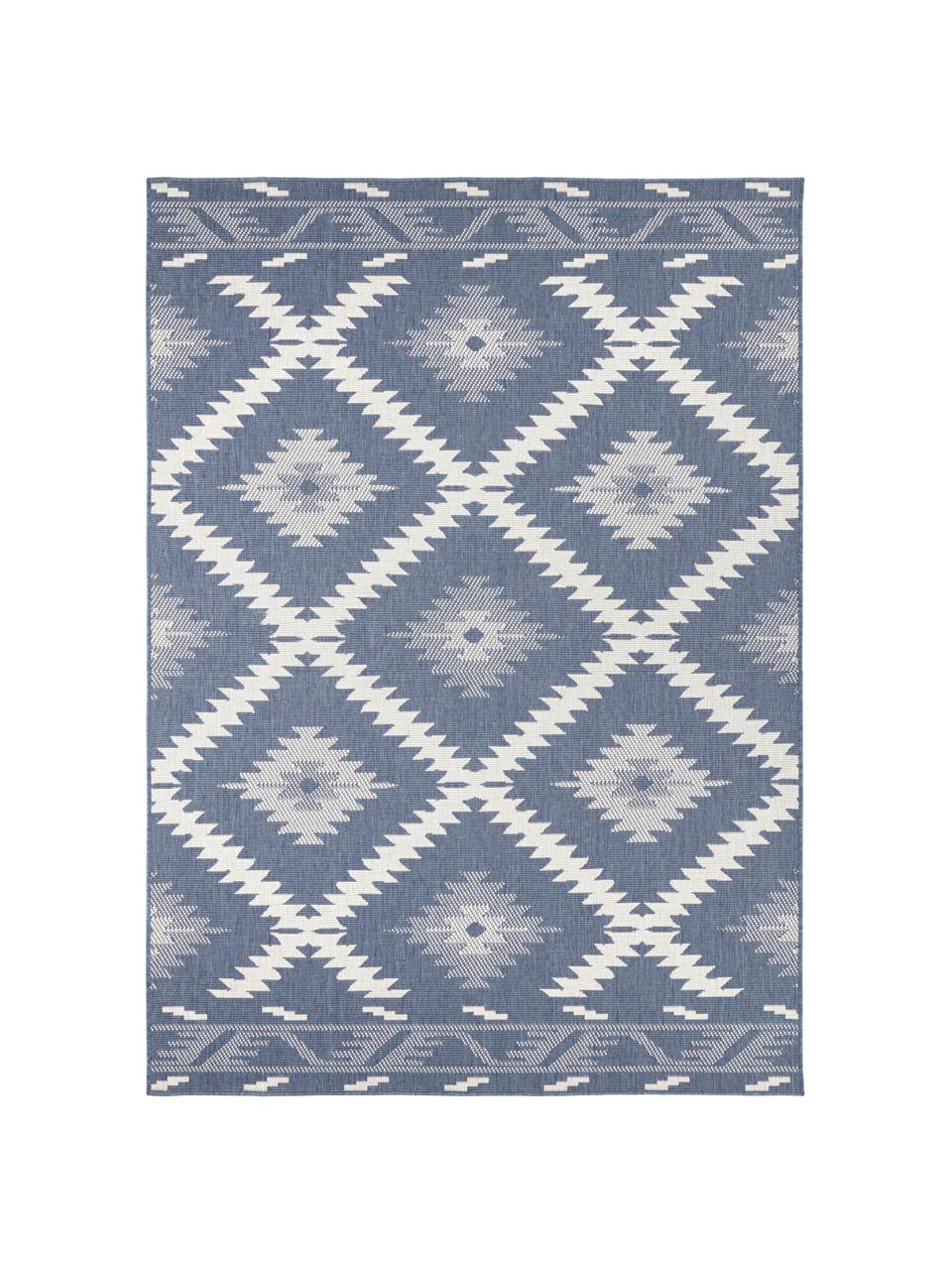 Tapis d'extérieur bleu Malibu, Bleu, crème