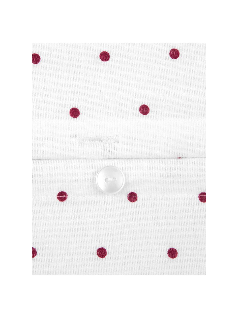 Flanell-Bettwäsche Betty, gepunktet, Webart: Flanell Flanell ist ein s, Weiß, Rot, 200 x 200 cm + 2 Kissen 80 x 80 cm