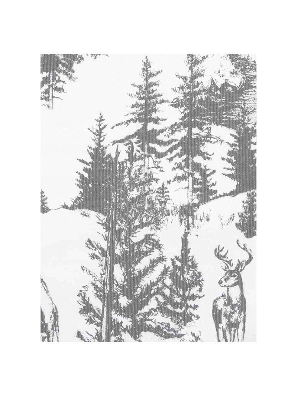 Kissenhülle Nordic mit winterlichem Motiv in Grau/Weiss, Baumwolle, Dunkelgrau, Weiss, 40 x 40 cm