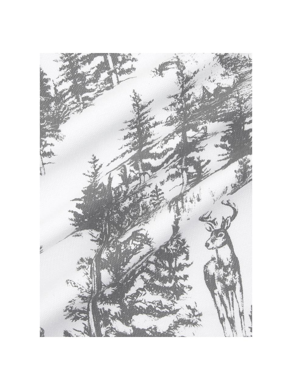 Kissenhülle Nordic mit winterlichem Motiv in Grau/Weiss, Baumwolle, Dunkelgrau, Weiss, 40 x 40 cm