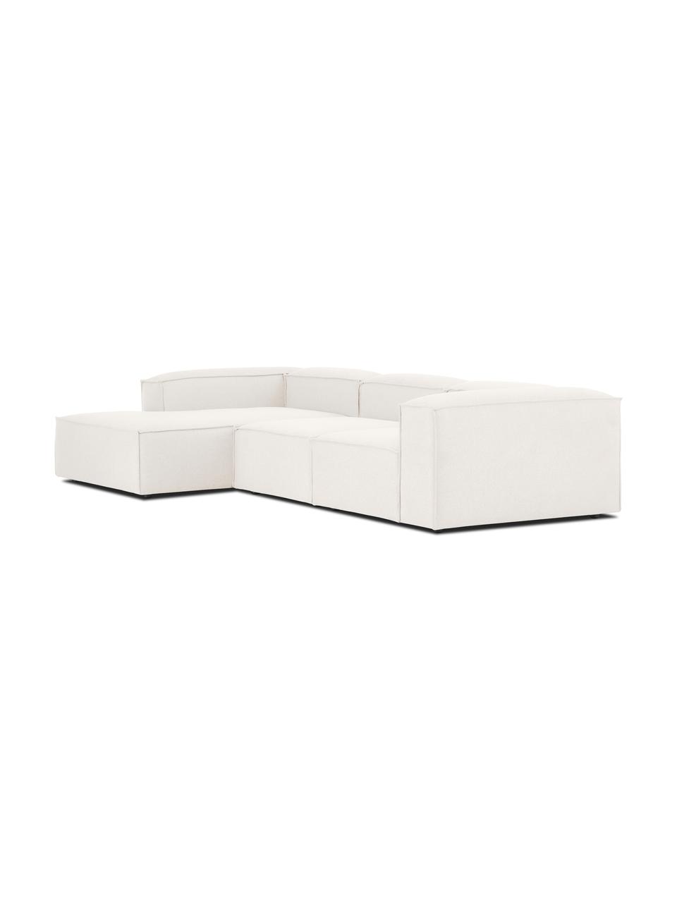 Sofá rinconera modular Lennon, Tapizado: 100% poliéster Alta resis, Estructura: madera de pino maciza, ma, Patas: plástico, Tejido beige, An 327 x F 180 cm, chaise longue izquierda