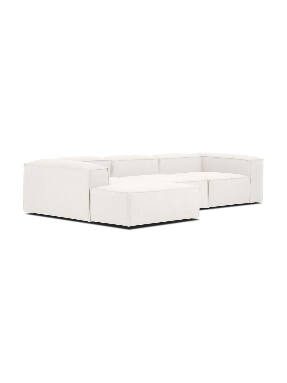 Modulaire hoekbank Lennon, Bekleding: 100% polyester De slijtva, Frame: massief grenenhout, FSC-g, Poten: kunststof, Geweven stof beige, B 327 x D 180 cm, hoekdeel links