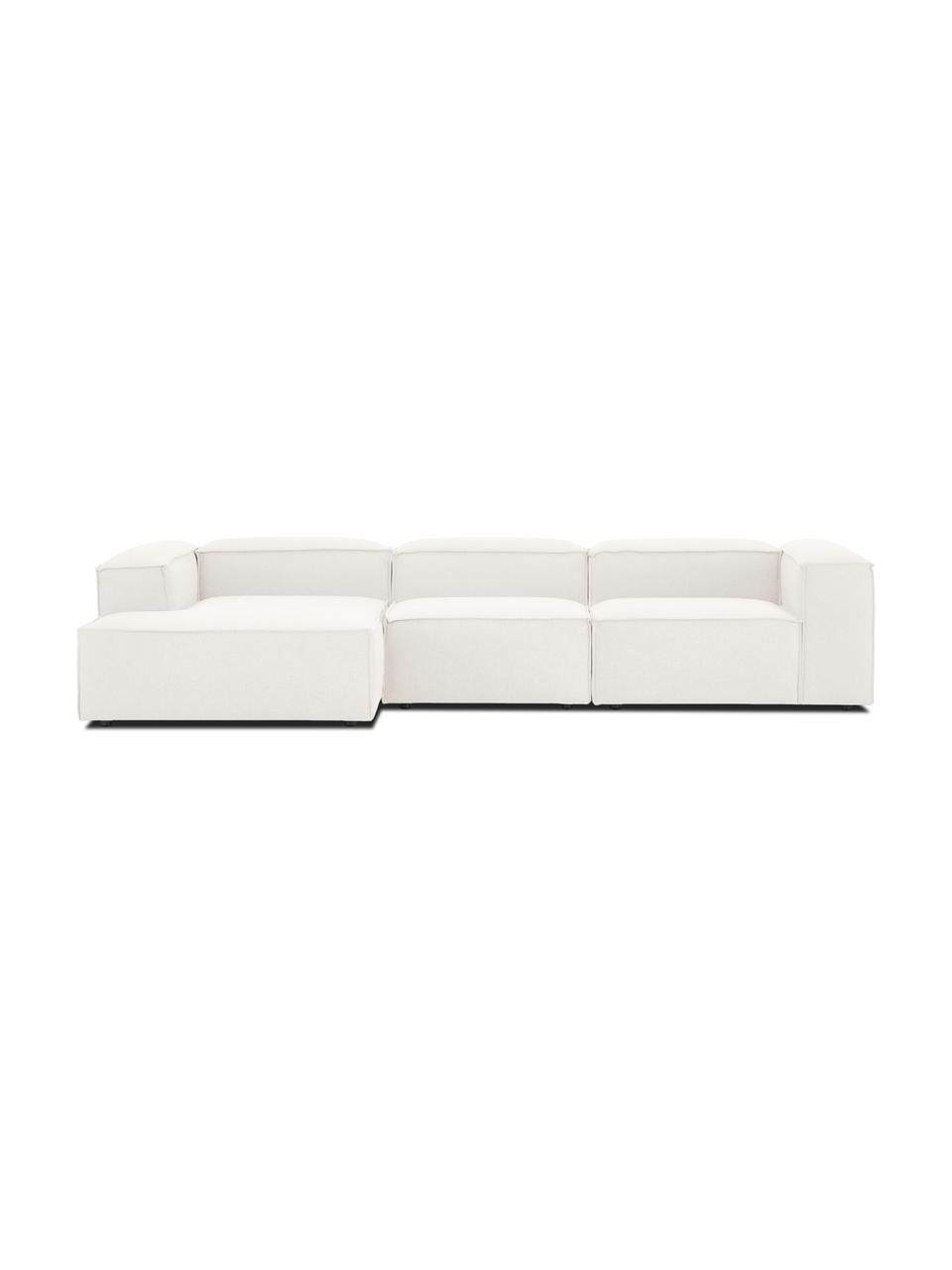 Canapé d'angle modulable Lennon, Tissu beige, larg. 327 x prof. 180 cm, méridienne à gauche