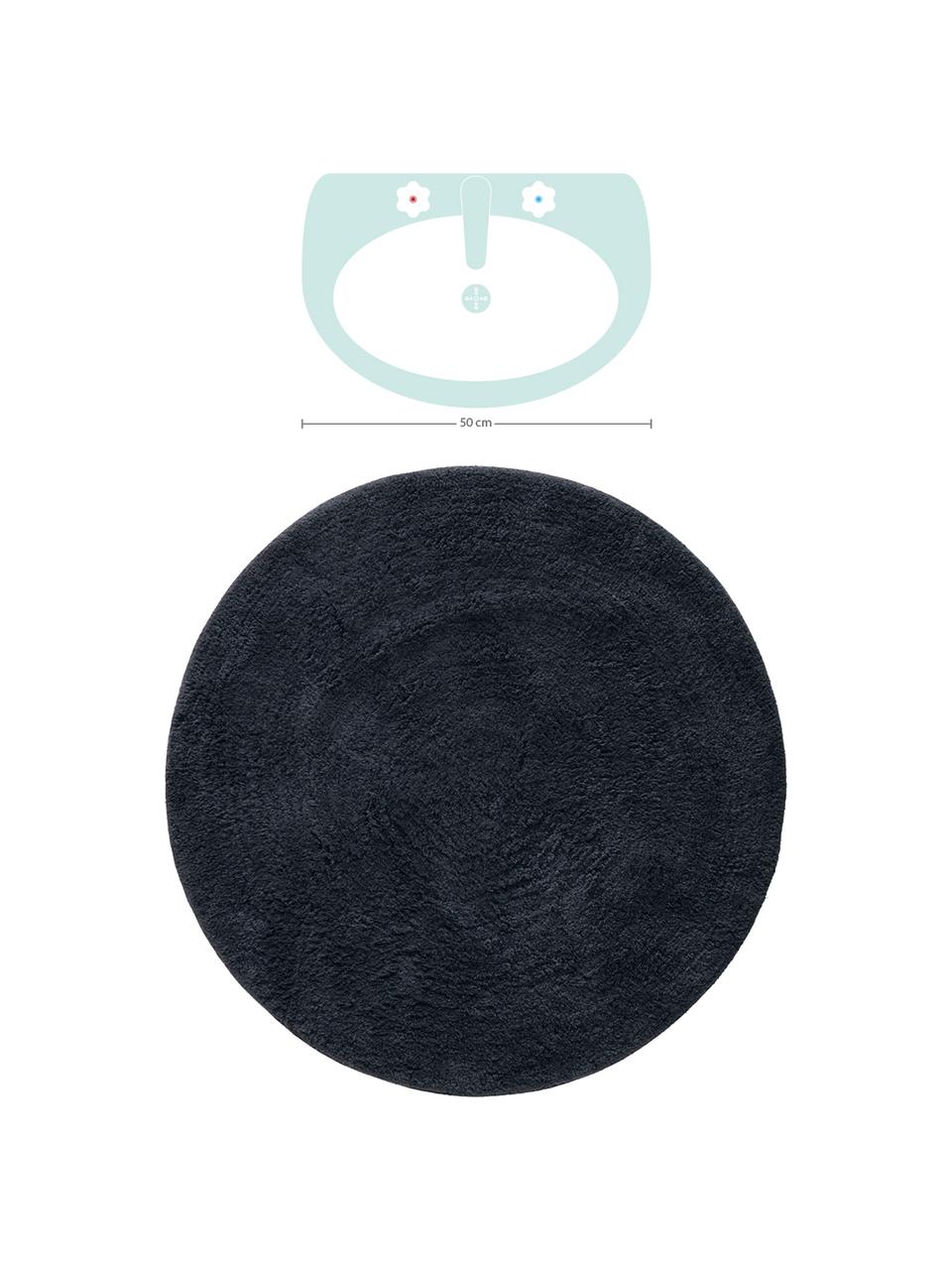 Okrągły dywanik łazienkowy Emma, Bawełna, Czarny, Ø 90 cm